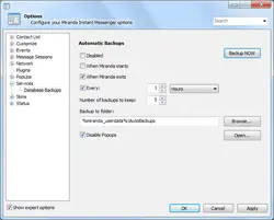 DB Autobackuper plug-in for Miranda IM - Options