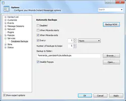 DB Autobackuper плагин для Miranda IM - Настройки