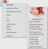 SageThumbs Context Menu